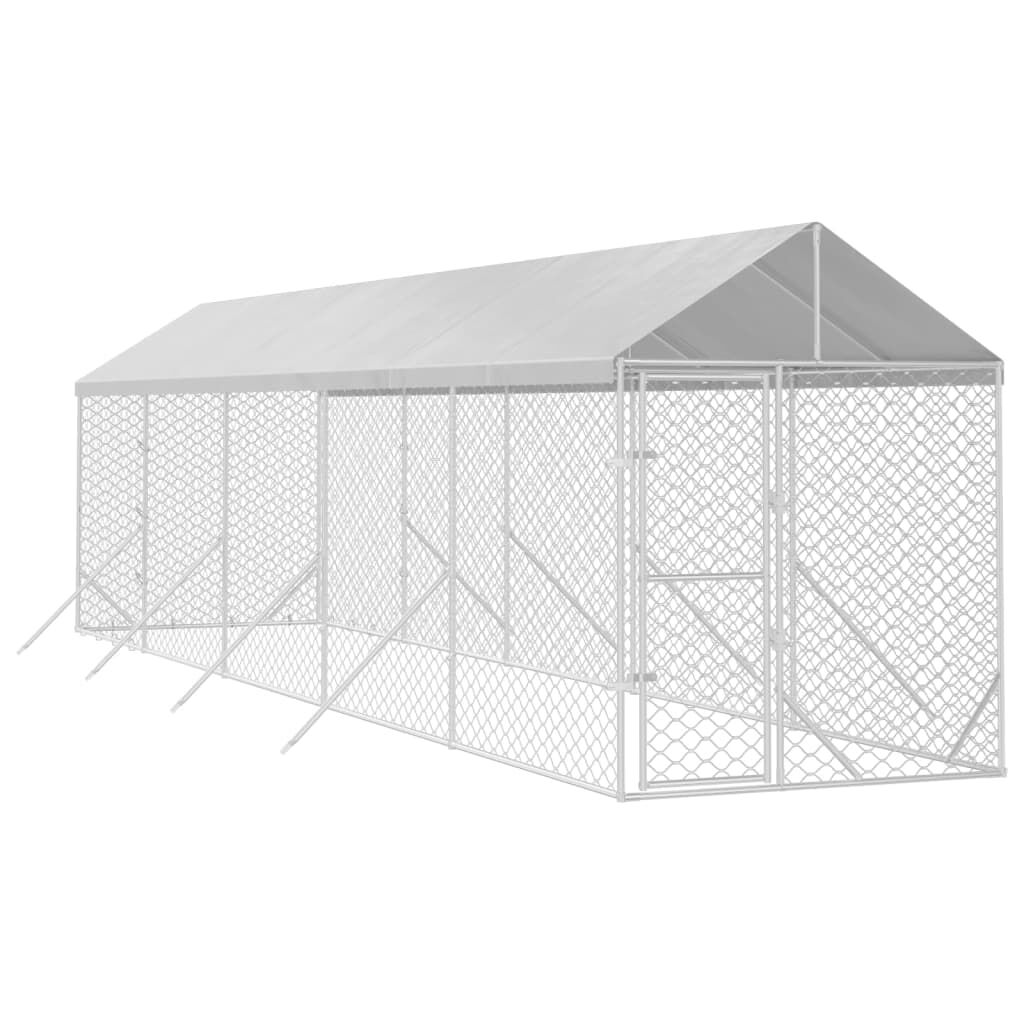 vidaXL Perrera de exterior con toldo acero galvanizado plata 2x10x2,5m, , large Imagen numero 5